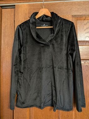 Cuddl Duds Black Plush Cowl Neck Women's Sweater